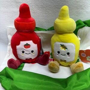 Giggle Scape Plush Ketchup Mustard Bottle Cute Food‎ Toys Set 2 with GS bag